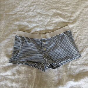 Brandy Melville Blue and White Striped Boy Short
